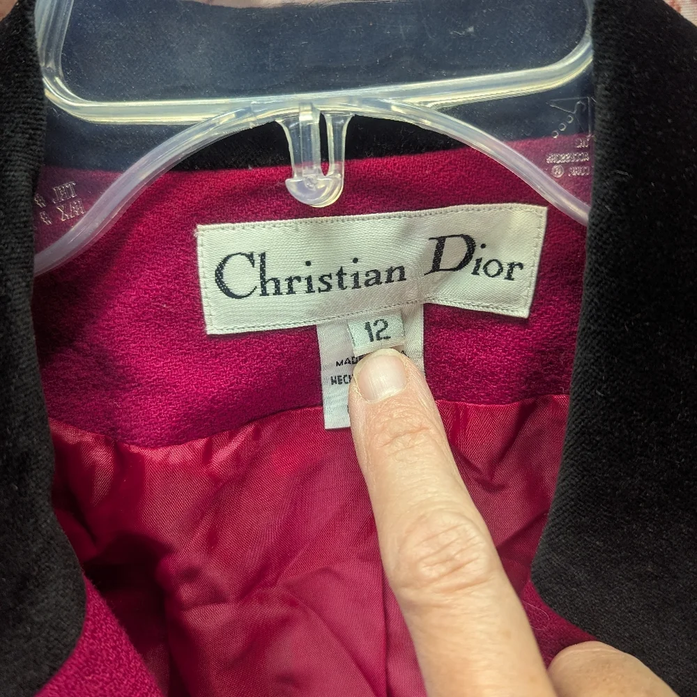 Vintage Christian Dior Pink Blazer with Velvet trim
